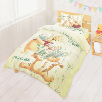 【享夢城堡】單人床包雙人兩用被套三件組(迪士尼小熊維尼Pooh 花日秘境-米黃)