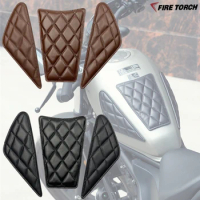 Cafe Racer Retro Motorcycle Fuel Tank Pad Protector Decal Leather Diamond Check Pattern Sticker Case For Honda CM300 CM500