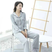 Women's Home Suit Spring Long Sleeve Pajamas Loose Button Pajama Pants Sleepwear for Woman Soft and Comfortable Homewear Pyjamas