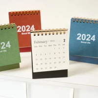 2024 Mini Table Desk calendar English Table Calendar Desktop Decoration Creative Coil Calendar Plan