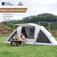 MOBI GARDEN Outdoor Camping Tent Portable 2 Room 1 Hall 2 Layers 14㎡ Windproof Thickened Rainproof 4 6 People for Family Kids