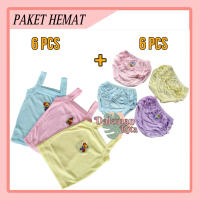 PAKET HEMAT 6pcs singlet enji Soft + 6pcs CD rempel polos | setelan pakaian dalam anak perempuan mur