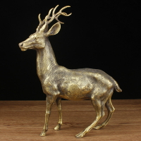 純銅鹿擺件梅花鹿仿銅鹿雕塑福祿鹿家居客廳裝飾品工藝禮品擺設