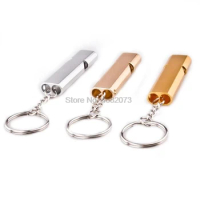 by DHL 500pcs Aluminum Double-frequency Molle Emergency Survival Whistle Keychain for Camping Hiking Outdoor Sport Accessories