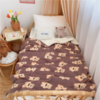 網紅小熊羊羔絨毛毯秋冬雙層被套毯單人雙人牛奶絨兒童午睡蓋毯子