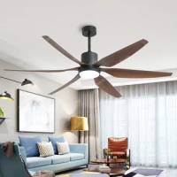 *Nordic large fan 66 52 inch industrial wind ceiling fan LED light American retro remote restaurant living room ceiling fan