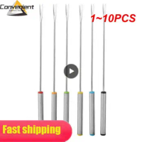 1~10PCS Set Stainless Steel Chocolate Fork Cheese Pot Hot Forks Fruit Dessert Fork Fondue Fusion Skewer Kitchen Tools
