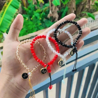 Gelang Kristal hitam inisial A-z bebas pilih