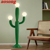 AOSONG Nordic Cactus Floor Lamp Cream Style Living Room Bedroom LED Creativity Decorative Atmosphere