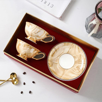 歐式金邊陶瓷咖啡杯套裝骨瓷咖啡杯小奢華杯碟下午茶茶具禮盒裝【林之舍】