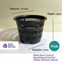 Wide Root Control Breathing Aroid Pot  (BLACK) (Diameter 16.5cm x Height 14cm x Bottom Diameter 12cm