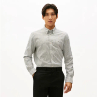 【Tommy Hilfiger】官方旗艦館 彈性棉質條紋襯衫 _綠色