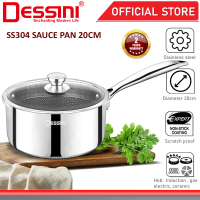 DESSINI ITALY 20CM Honeycomb SUS304 Stainless Steel Sauce Pan Induction Milk Pot Casserole Frying Bo