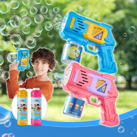 【TOY PLANET 玩具星球】電動泡泡槍+泡泡水補充液2罐 / 戶外露營玩具