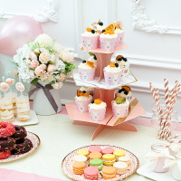 甜品臺擺件展示架兒童生日布置擺臺派對裝飾一次性盤子蛋糕架子