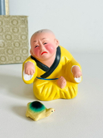 日本回流 中國泥人張 龜與僧人形置物擺飾