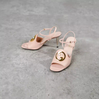 Gucci Sepatu GUCCI GG INTERLOCKING GOLD NUDE LACE HEELS 100% ORIGINAL