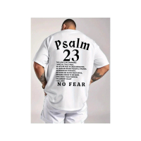 T-Shirt Leher Kru Bercetak Psalm 23 Gaya Baharu 2026, Longgar, Cepat Kering, Lengan Pendek, Uniseks