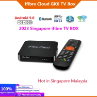 [Genuine] 2023 Singapore TV box starhub ifibre cloud GK6 4G 32G Android Amlogic BT5 Dual WiFi6 voice control update from i9plus