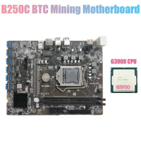 New B250C BTC Mining Motherboard With G3900 CPU 12XPCIE To USB3.0 Graphics Card Slot LGA1151 Supports DDR4 DIMM RAM For BTC