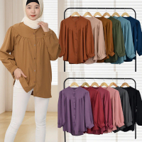 #456A baju blouse murah perempuan muslimah style dress muslimah cantik dan kemeja labuh muslimah shi