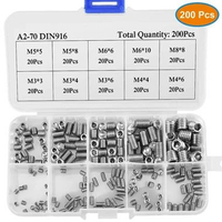 Baut L Tanam Hex M3-M8 Set 200pcs Stainless Sekrup Socket Headless Tanpa Kepala A2-70