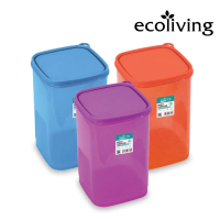 ECO LIVING Tempat Penyimpanan Makanan 2.5/4.1/6.7Ltr Airtight Square Colourful Food Storage Containe