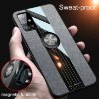 For Samsung Galaxy M31S Case Fabric Hard Cover Soft Frame Cloth Phone Case For Samsung Galaxy M31S M31 S Funda Ring Holder