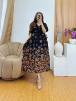 Nabila Daster Wanita Rayon Premium Busui LD 120cm PB 120cm Motif Bunga Sakura untuk Ibu Hamil Bahan 