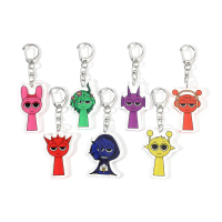 Game Sprunki Incredibox Acrylic Key Chain, Key Ring for Bag, Cartoon Accessories, Kids Birthday, Chr