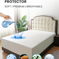 Waterproof Mattress Protector Soft Washable Breathable Fitted Sheet Mattress Pad Cover for Home Full Queen King