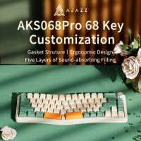 Ajazz AKS068 Three Mode Rgb Mechanical Keyboard Wireless Bluetooth 2.4G Gaming Keyboard Hot-Swapp Keyboards for Pc Laptop Mac