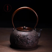 Exquisite Flower Pattern Cast Iron Teapot Set Japanese Tea Pot 1300ml Drinkware Kung Fu Infusers Handmade No Coating Pot