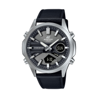 CASIO卡西歐 EDIFICE 十年電力 精巧簡約 皮革錶帶 雅痞黑 EFV-C120L-8A_45.5mm