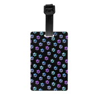 Custom Blue Purple Galaxy Paw Luggage Tag With Name Card Animal Pet Privacy Cover ID Label for Travel Bag Suitcase