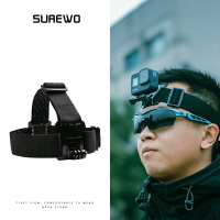 SUREWO 頭戴式手機拍攝支架運動相機頭帶適用gopro12/11/10/9大疆Action4/3固定配件手機第一人稱視角神器