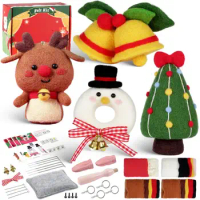 Christmas Needle Felting Kit For Beginners Children DIY Wool Animal Doll Art Poking Material Kit Needle Felting Kit For Starters