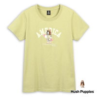 【Hush Puppies】女裝 T恤 趣味英文字印花度假衝浪狗T恤(淺綠 / 43211102)