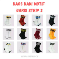 Kaos Kaki Old School Motif Strip Tiga Garis Premium/Kaos Kaki Old School Panjang