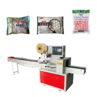 In stock frozen food/dumpling/sweet dumplings/ beef/ pork/chicken automatic full servo plastic film bag packaging machines