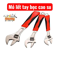 Mỏ lết tay cầm cao su đủ kích thước 8 inch 10 inch 12 inch - Mỏ lết siết mở ốc bằng thép CRV