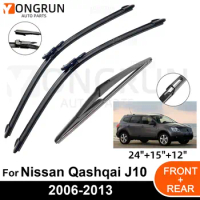 3PCS Car Wiper for Nissan Qashqai J10 2006-2013 Front Rear Windshield Windscreen Wiper Blade Rubber Accessories