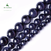 St.kunkka Manik Bulat Pesona Batu Pasir Semula Jadi - Biru (1 Untai/Lot 4 x 6 x 8 x 10 x 12mm)