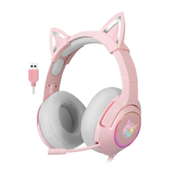 หูฟังเกมมิ่ง Onikuma K9 Cat Ears - สีชมพู หูฟังสำหรับเล่นเกม