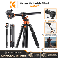 K&F CONCEPT 2.3m Camera Tripod Reversible Detachable Monopod Plate Lock Transverse Center Column Hor