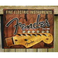 Fender Headstock Metal Tin Sign Studio Strat Stratocaster Guitar Bass Music Tin Sign 8x12 Inches