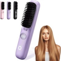 2025 New Go Brush Pro Cordless Hair Straightener Brush - Sikat Pelurus Rambut Tanpa Kabel, Kompak & 