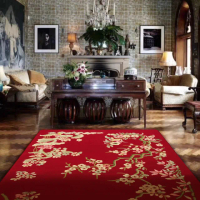 【Fuwaly】手工膠貝系列_KP朱紅羊毛地毯-200x300cm(精緻 羊毛 大地毯 中式 客廳地毯)