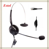 Mono monaural single ear rj9 plug headset voice volume adjustable mute key call center earphone headphone trainingcenter headset