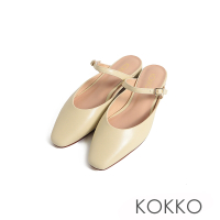 KOKKO法式慵懶柔軟綿羊皮穆勒鞋淺黃色